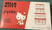 NEW ❤️ Hello Kitty ❤️ Pyrex Glass 8-piece Decorated Food Storage Set, Gift, Rare