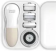 Vanity Planet Raedia Facial Cleansing Brush with 3 Interchangeable Brush Heads – Daily Cleansing, Glowing Skin, Lightweight Skin Brush/Face Exfoliator, Water Resistant (Warm Gray)