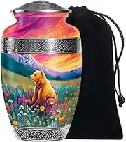 Bear Cremation Urns for Human Ashes Adult Mom & Dad - Brown Classic Urns for Adult Ashes - Large Memorial Sunset Urn for Men & Women (10 Inch)