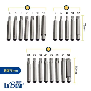 【LaBear】10mm 衝擊起子頭 V型溝 30-75mm 打擊起子頭 星型 六角 12角 公制 台灣製 工具組備品