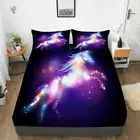 Unicorns in Dream Girls Bed Decor Fitted Sheet Set Single/Double/Queen/King Size