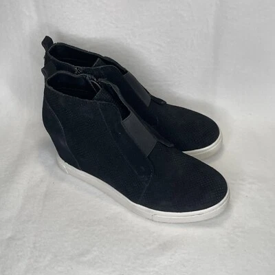 Steve Madden women's 9 wedge black sneaker suede ladies shoes.