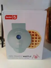 Waffle Maker - Dash Mini Maker, Color: Aqua, 4" Cooking Surface, Non-Stick, 350W