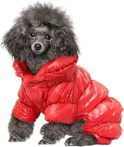 Dog Puppy Winter Coats for Small Dogs,Waterproof Windproof Dog Jacket Warm Fleece Padded Pet Clothes for Chihuahua Teddy Poodles Pomeranian,Red XL
