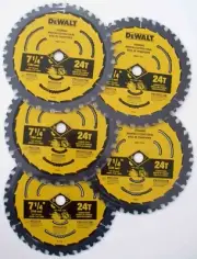 5 Pack of DeWalt 5 7-1/4" 24T Carbide Circular Saw Blade Framing DWA171424