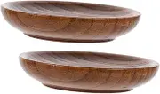 CAXUSD 2 Pcs Wooden Sauce Dishes Natural Condiment Bowls for Dipping Sauce Soy Vinegar Sushi Elegant Serving Plates for Appetizers Ketchup BBQ Family Gatherings