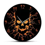 Skull with Crack Hole Horror Wall Clock Silent Non Ticking Gothic Birth