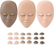 Eyelash Mannequin Head Lash Extension Training with Removable Eyelids Double Layer Lashes 3pcs