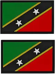 Ysmzzmsy 2 PCS Saint Kitts and Nevis Flag Patch Saint Kitts and Nevis Tactical Patch - PVC Hook and Loop Fastener Patch (Saint Kitts and Nevis)