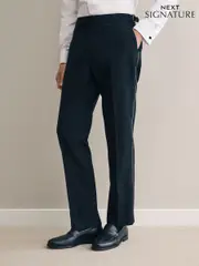 Black Adjustable Signature Wool Textured Tuxedo Trousers (K88562) | $180