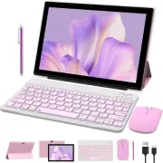 2 in 1 Tablet 10 Inch Android 12 OS Tableta, Tablets with Keyboard, Mouse, Case,