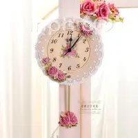 在飛比找Yahoo!奇摩拍賣優惠-INPHIC-韓式田園玫瑰浮雕靜音掛鐘掛鐘~蕾絲蛋糕感田園時