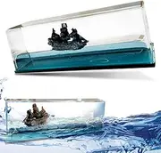 Pirate Ship Model in Fluid Drift Bottle, Black Pearl Ship in A Bottle, Cruise Ship Fluid Drift Bottle, Unsinkable Boat in A Box, Acrylic Art Craft for Living Room Decoration, Stress Relief