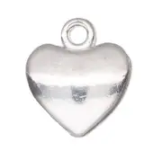 6 Silver Plated Pewter 10.5x9mm Two Sided Heart Drop Charms *