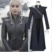 Women's Dragon Mother Black Dress Cosplay Costume Full Set Suit
