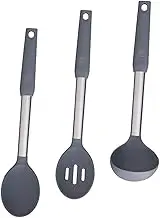 BEBEMOKO 1 Set Silicone Kitchen Utensil Non Stick Ladle Slotted Spoon Mixing Spoon Heat Resistant Ergonomic Design for Cooking Baking Serving Kitchen Gadget for Home Picnics