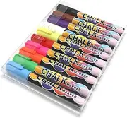 zolyet 10 Colors Liquid Chalk Marker Chalkboard Highlighter 6mm Reversible Tip Dry&Wet Erase for Chalkboard Blackboard Window Glass