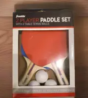 FRANKLIN Ping Pong Table Tennis Paddles 2 Player Set Paddle + 3 Balls