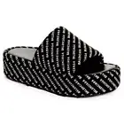 BALENCIAGA Womens Black Logo Rise Round Toe Platform Slip On Slide Sz41 MSRP$625