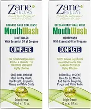 Zane Hellas MouthWash. Oral Rinse with Oregano Oil Power. Ideal for Gingivitis, Plaque, Dry Mouth, and Bad Breath. Alcohol and Fluoride Free. 100% Herbal Solution. 2 fl.oz.-60ml.