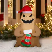 Christmas Airblown Inflatables 5" Brown Burlap Oogie Boogie Holding Stocking