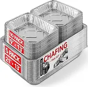 Chafing Dish Buffet Set Disposable - 21 x 13 (5 Pack) 9 x 13 (10 Pack) Aluminum Serving Trays, Catering Pans for Keeping Food Warm, Foil Chaffing Dishes for Buffets and Parties, Warming Tray