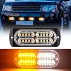 1X White Amber LED Surface Mount Strobe Flashing Lights Kit Emergency Warning