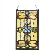 Tiffany-Style Victorian Yellow Stained-Glass Window Panel suncatcher, 26" Height