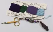 Purple & Copper Peacock Wire Wrap Stone Fob & Gold Plated Embroidery Scissors