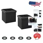 Elegant 12.6" Faux Leather Cube Ottoman - Stylish Storage for Modern Living
