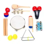 16xMusical Instrument Set for Toddlers Wooden Percussion with Carrying Bag