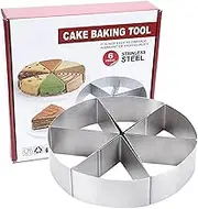 Cake Portion Slicer,Pizza Cutter Tool - Stainless Steel Pancake Divider for Home Festival Celebrations, 6-Grid Cake Slicer