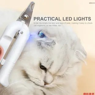 寵物指甲剪帶 LED 燈專業寵物修剪器動物爪剪狗貓兔豚鼠安全切割指甲家用寵物美容工具