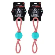 2x Paws & Claws Super Tuggers 40cm TPR Ball/Double Tugger Rope Pet Dog Chew Toy
