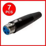 7 Pack XLR 3-Pin Female Straight Connector Speaker Microphone Cable Jack Black