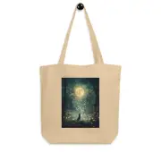 Eco Tote Bag – Midnight Wolf Howling, Moonlit Forest Art