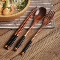 在飛比找蝦皮購物優惠-3合1日式木製餐具餐具叉勺筷子野餐野營餐具木製餐具餐具叉勺筷