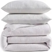 DKNY Pure Pure Rib Duvet Cover & Sham Set in Heathered Grey at Nordstrom, Size King