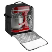 KitchenAid Compatible Blender Cover Protective Dustproof Storage Bag for 68 Quart Stand Blender Black Quilted Nylon with Pockets (L)