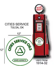(CITI-1) 12" 1914-32 CITIES SERVICE GASOLINE VINYL DECAL OIL CAN / GAS PUMP