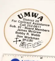 Coal Mining Sticker UMWA District 29 Contract Assistance McGraw Webb Workman