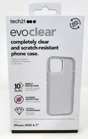 Tech21 Evo Clear Case for iPhone 12 Pro Max 6.7" 2020, Scratch-Resistant