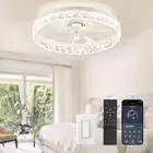 19.7" Ceiling Fans with Lights, Low Profile Ceiling Fan and Remote, Flush Mou...