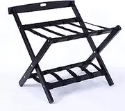 Guest Room Luggage Rack, Folding Suitcase Stand Luggage Rack, Solid Wood Luggage Racks for Hotel Furniture, Racks for Clothes Beside The Bed, Folding Racks for Guest Rooms (Color : Black-A,