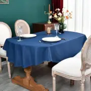 Oval Faux Linen Tablecloth Farmhouse Rustic 52x70 Oval-52x70 Inch Navy Blue