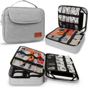 Double Layer Cable Organiser Bag Electronic Accessories Bag Travel Storage Organizer Bag,Grey