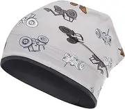 [Smarilla] Boys' Hat Transition Hat Beanie Vehicles Spring Autumn Cotton, Tractor Grey Beige, 46-48