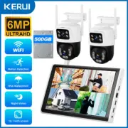 8CH 10''Monitor NVR 6MP Outdoor Wifi CCTV Security Camera System With 500GB HDD