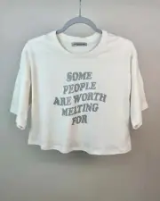 SILVER - Worth Melting For w/Silver Ink - Vintage White Crop Top