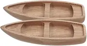 ULTECHNOVO 2pcs Mini Wooden Sailboat Model Decorative Canoe Boat Figurine Toy Home Decorative Nautical Accessory